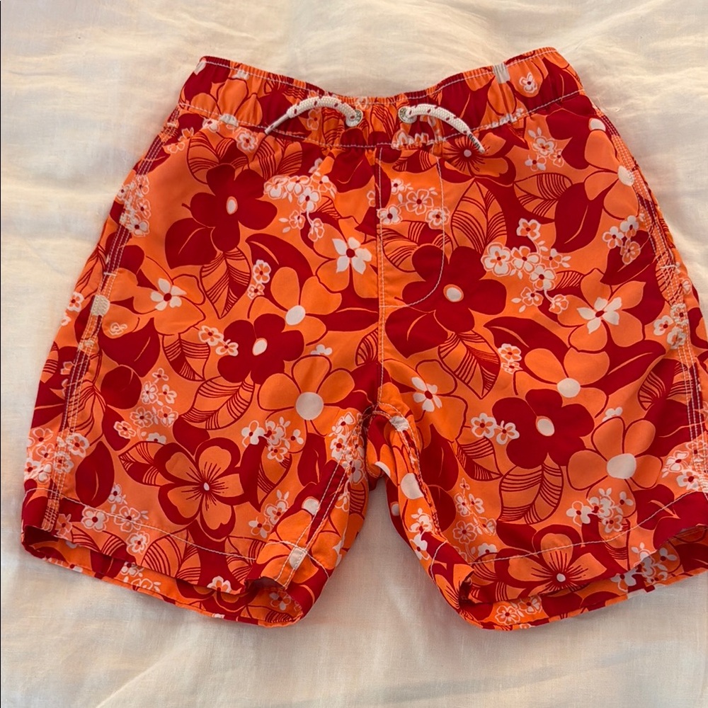 GAP Boys Floral Orange and Red Swim Shorts Medium (8). EUC
